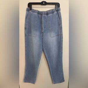 Berkley Jensen Women’s Joggers Denim High Rise Relaxed Pull On Pant Sz Medium